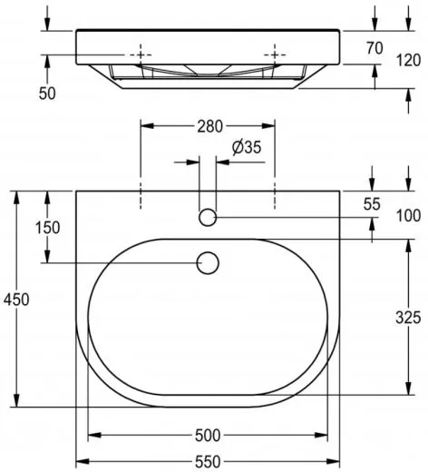 KWC PROFESSIONAL VARIUScare Einzelwaschtisch ANMW503 Waschtisch MIRANIT fr Wandmontage unterfahrbar Barrierefrei* fr Rollstuhlfahrer geeignet