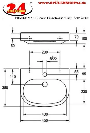 ✅ KWC PROFESSIONAL VARIUScare Einzelwaschtisch ANMW505 Waschtisch MIRANIT fr Wandmontage unterfahrbar Barrierefrei* fr Rollstuhlfahrer geeignet