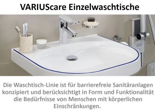 KWC PROFESSIONAL VARIUScare Einzelwaschtisch ANMW501 Waschtisch MIRANIT fr Wandmontage unterfahrbar Barrierefrei* fr Rollstuhlfahrer geeignet