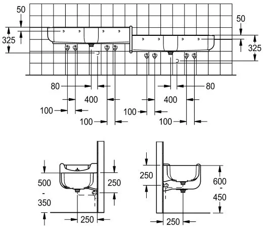 KWC PROFESSIONAL WASHINO-Step Kinder Wasch-und Spielrinne SANW211 Mineralwerkstoff MIRANIT 4 Waschpltze