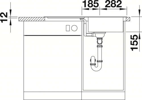 BLANCO Küchenspüle Flex Pro 45-S ohne Hahnlochbohrung Edelstahlspüle mit Siebkorb als Stopfenventil