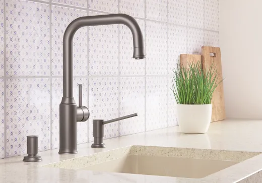 BLANCO Kchenarmatur Livia-S Chrom Einhebelmischer / Spltischarmatur mit Zugauslauf 190 schwenkbarer Auslauf