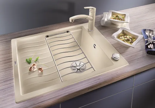 BLANCO Elon 45 S Silgranit PuraDurII Granitsple / Einbausple Ablaufsystem InFino mit Drehknopfventil