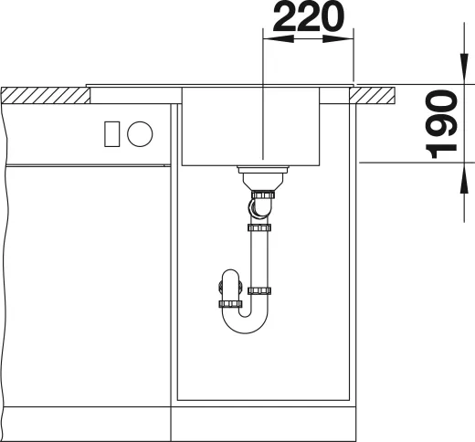 BLANCO Elon 45 S Silgranit PuraDurII Granitsple / Einbausple Ablaufsystem InFino mit Drehknopfventil