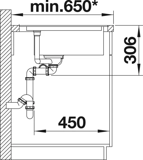 BLANCO Ecksple Delta II-F Silgranit PuraDurII Granitsple Flchenbndig Ablaufsystem InFino mit Drehknopfventil