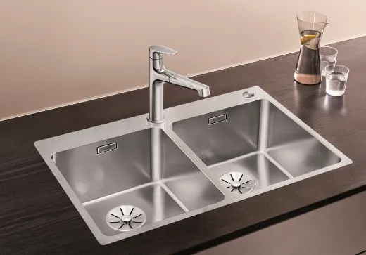 BLANCO Kchensple Andano 340/340-IF/A Edelstahlsple / Doppelsple Flachrand mit Ablaufsystem InFino und PushControl