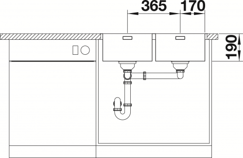 BLANCO Kchensple Andano 340/340-IF/A Edelstahlsple / Doppelsple Flachrand mit Ablaufsystem InFino und PushControl