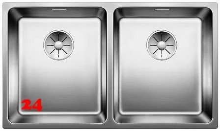BLANCO Kchensple Andano 340/340-IF Edelstahlsple / Doppelbecken Flachrand mit Ablaufsystem InFino und Handbettigung