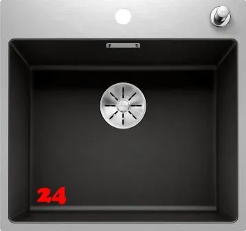 BLANCO Subline 500-IF/A SteelFrame Materialmix Silgranit mit Edelstahl Einbausple mit Ablaufsystem InFino Zugknopfventil