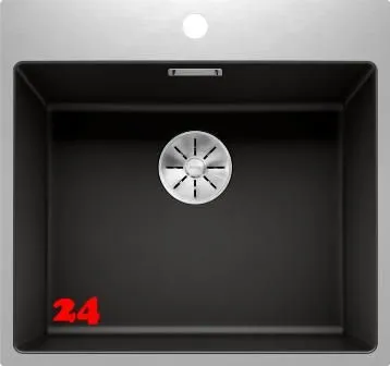 BLANCO Subline 500-IF/A SteelFrame Materialmix Silgranit mit Edelstahl Einbausple mit Ablaufsystem InFino Handbettigung