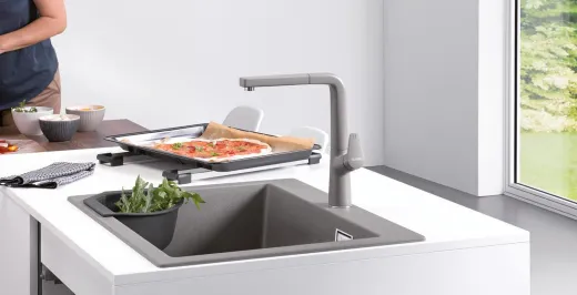 BLANCO Kchenarmatur Avona-S Silgranit-Look Einhebelmischer mit Zugauslauf 190 schwenkbarer Auslauf