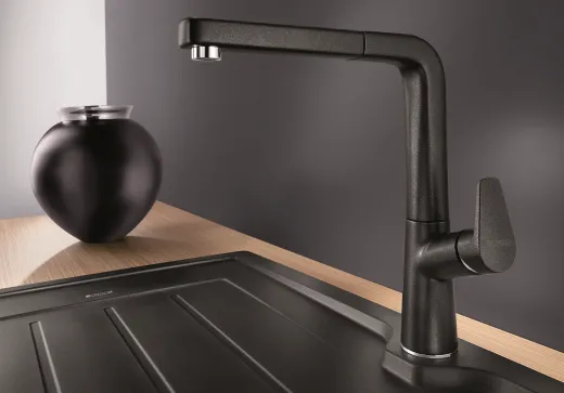 BLANCO Kchenarmatur Avona-S Silgranit-Look Einhebelmischer mit Zugauslauf 190 schwenkbarer Auslauf
