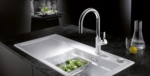 BLANCO Carena-S Vario Silgranit-Look Einhebelmischer mit Zugauslauf verdeckter Auslauf umstellbar