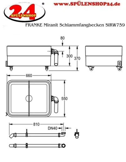 KWC PROFESSIONAL Miranit Schlammfangbecken SIRW759 Reinigungsbecken aus Mineralgranit