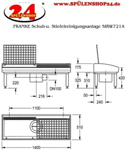 KWC PROFESSIONAL Sirius Miranit Schuh-und Stiefelreinigungsanlage SIRW721A aus Mineralgranit fr 2 Reinigungspltze