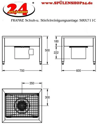 KWC PROFESSIONAL Sirius Schuh-und Stiefelreinigungsanlage SIRX711C zur Wandmontage mit 1 Reinigungsplatz