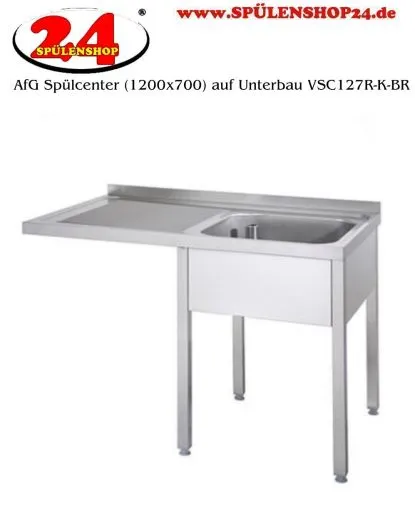 AfG Splcenter (1200x700) auf Unterbau VSC127R-K-BR Gewerbesple mit verschweitem Untergestell