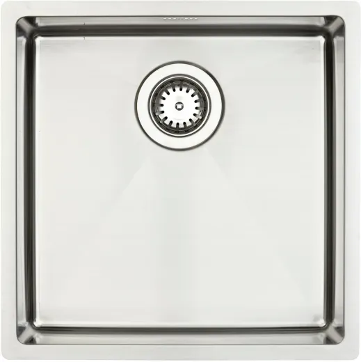 BERNUS Kchensple Cubus 400 Soft Einbausple Edelstahl 3 in 1 mit Flachrand Siebkorb als Stopfenventil