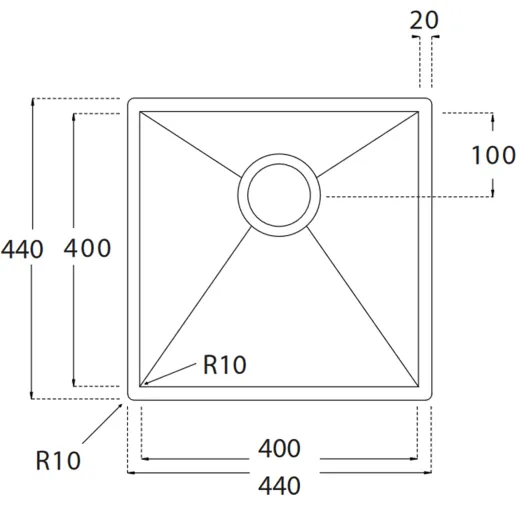 BERNUS Kchensple Cubus 400 Soft Einbausple Edelstahl 3 in 1 mit Flachrand Siebkorb als Stopfenventil