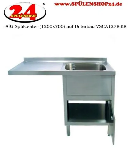 AfG Splcenter (1200x700) auf Unterschrank VSCA127R-BR Gewerbesple mit verschweitem Untergestell