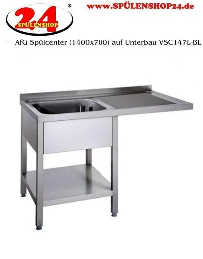 AfG Splcenter (1400x700) auf Unterbau VSC147L-BL Gewerbesple mit verschweitem Untergestell