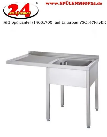AfG Splcenter (1400x700) auf Unterbau VSC147R-K-BR Gewerbesple mit verschweitem Untergestell