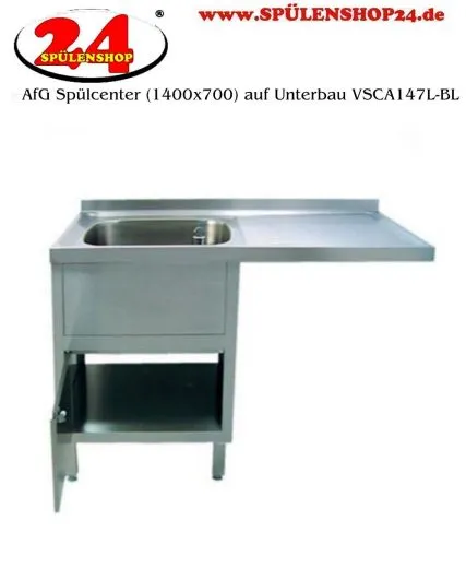 AfG Splcenter (1400x700) auf Unterbau VSCA147L-BL Gewerbesple mit verschweitem Untergestell