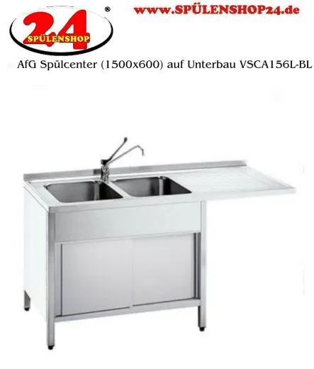 AfG Splcenter (1500x600) auf Unterbau VSCA156L-BL Gewerbesple mit verschweitem Untergestell
