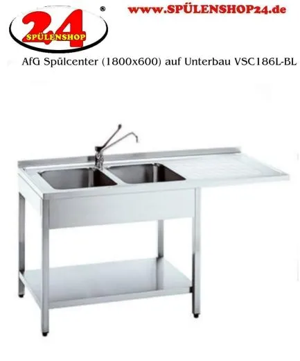 AfG Splcenter (1800x600) auf Unterbau VSC186L-BL Gewerbesple mit verschweitem Untergestell