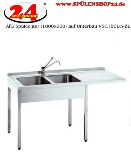 AfG Splcenter (1800x600) auf Unterbau VSC186L-K-BL Gewerbesple mit verschweitem Untergestell