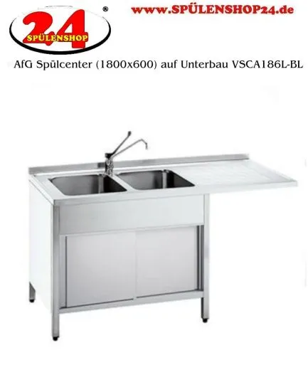 AfG Splcenter (1800x600) auf Unterbau VSCA186L-BL Gewerbesple mit verschweitem Untergestell