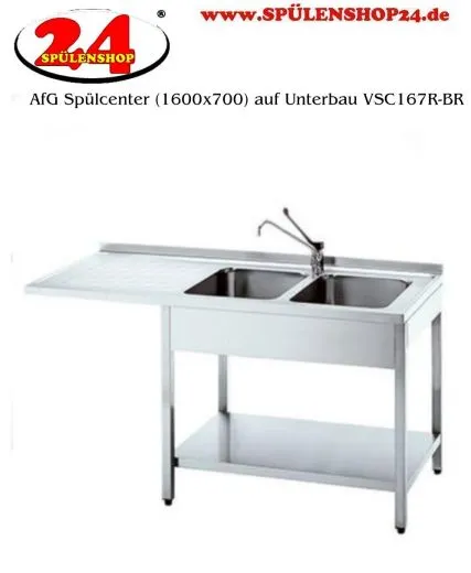 AfG Splcenter (1600x700) auf Unterbau VSC167R-BR Gewerbesple mit verschweitem Untergestell