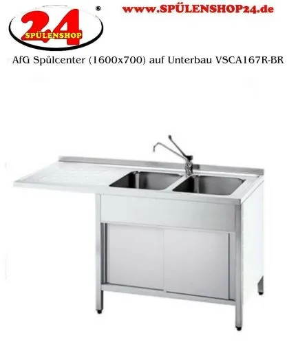 AfG Splcenter (1600x700) auf Unterbau VSCA167R-BR Gewerbesple mit verschweitem Untergestell