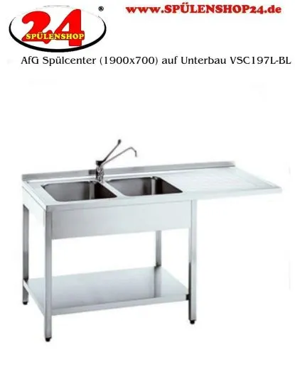 AfG Splcenter (1900x700) auf Unterbau VSC197L-BL Gewerbesple mit verschweitem Untergestell