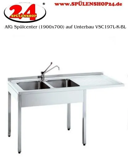 AfG Splcenter (1900x700) auf Unterbau VSC197L-K-BL Gewerbesple mit verschweitem Untergestell