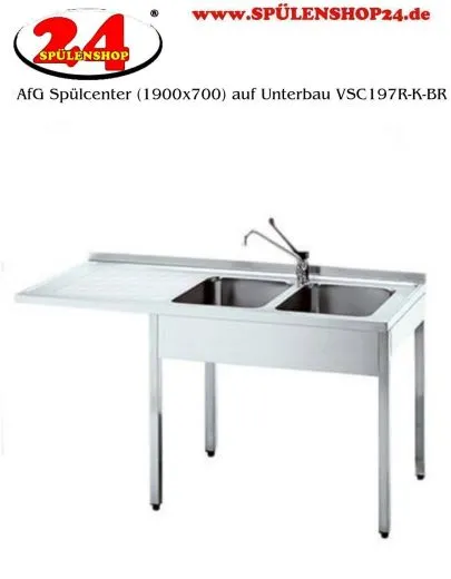 AfG Splcenter (1900x700) auf Unterbau VSC197R-K-BR Gewerbesple mit verschweitem Untergestell