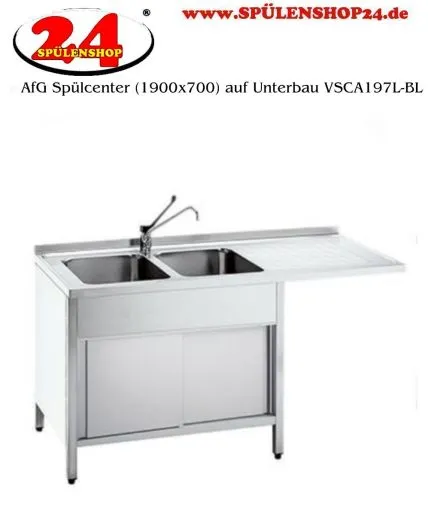 AfG Splcenter (1900x700) auf Unterbau VSCA197L-BL Gewerbesple mit verschweitem Untergestell