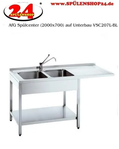 AfG Splcenter (2000x700) auf Unterbau VSC207L-BL Gewerbesple mit verschweitem Untergestell