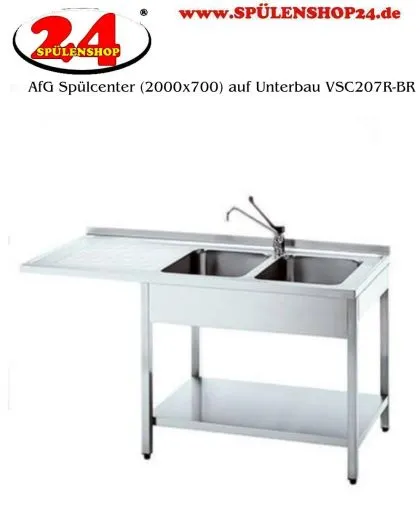 AfG Splcenter (2000x700) auf Unterbau VSC207R-BR Gewerbesple mit verschweitem Untergestell
