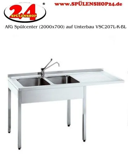 AfG Splcenter (2000x700) auf Unterbau VSC207L-K-BL Gewerbesple mit verschweitem Untergestell