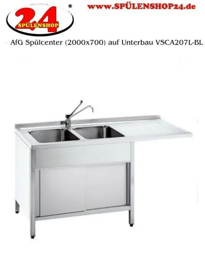 AfG Splcenter (2000x700) auf Unterbau VSCA207L-BL Gewerbesple mit verschweitem Untergestell
