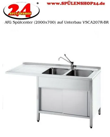 AfG Splcenter (2000x700) auf Unterbau VSCA207R-BR Gewerbesple mit verschweitem Untergestell