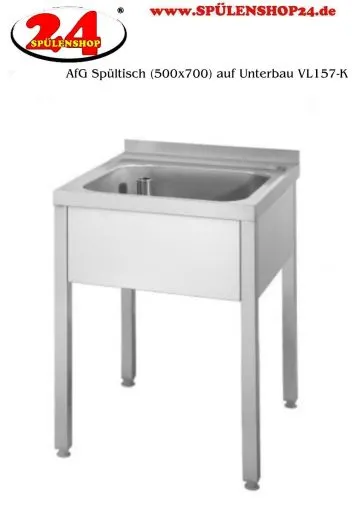 AfG Spltisch (500x700) auf Unterbau VL157-K Gewerbesple mit verschweitem Untergestell offen