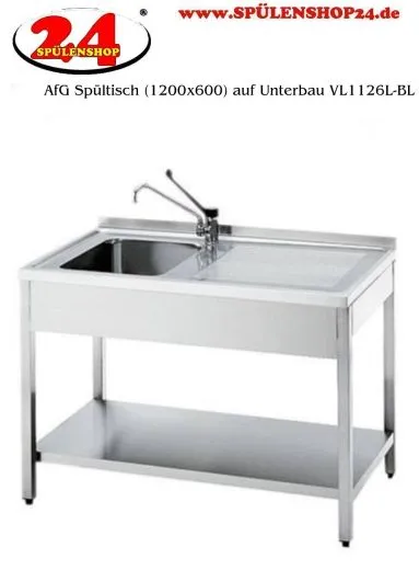 AfG Spltisch (1200x600) auf Unterbau VL1126L-BL Gewerbesple mit verschweitem Untergestell