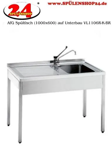 AfG Spltisch (1000x600) auf Unterbau VL1106R-K-BR Gewerbesple mit verschweitem Untergestell