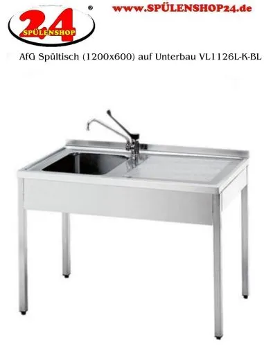 AfG Spltisch (1200x600) auf Unterbau VL1126L-K-BL Gewerbesple mit verschweitem Untergestell