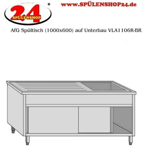 AfG Spltisch (1000x600) auf Unterbau VLA1106R-BR Gewerbesple mit verschweitem Untergestell