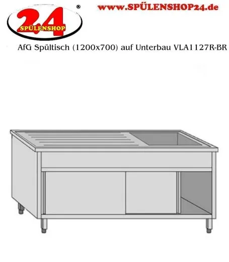 AfG Spltisch (1200x700) auf Unterbau VLA1127R-BR Gewerbesple mit verschweitem Untergestell