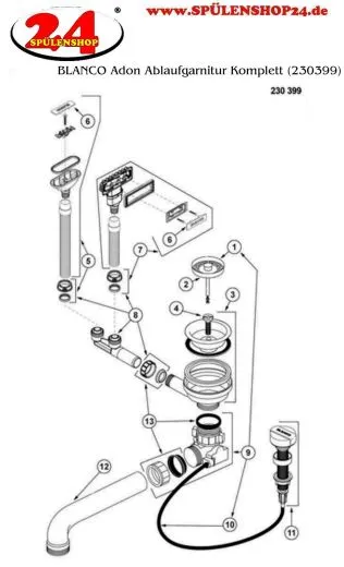 BLANCO Ablaufgarnitur 1 x 3,5'' mit Ablauffernbedienung 2 x C-overflow modernes Sieb Ablaufgarnitur Komplett Serie: Adon (230399)
