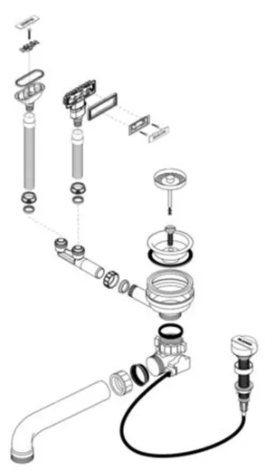 BLANCO Ablaufgarnitur 1 x 3,5'' mit Ablauffernbedienung 2 x C-overflow modernes Sieb Ablaufgarnitur Komplett Serie: Adon (230399)